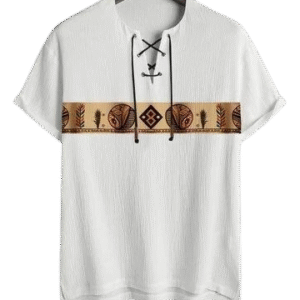 Men's Tribal Print Lace-Up T-Shirt