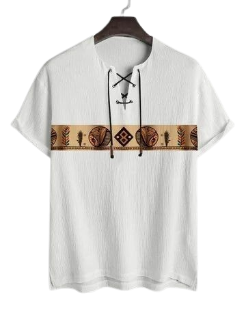 auto draft Men's Tribal Print Lace-Up T-Shirt