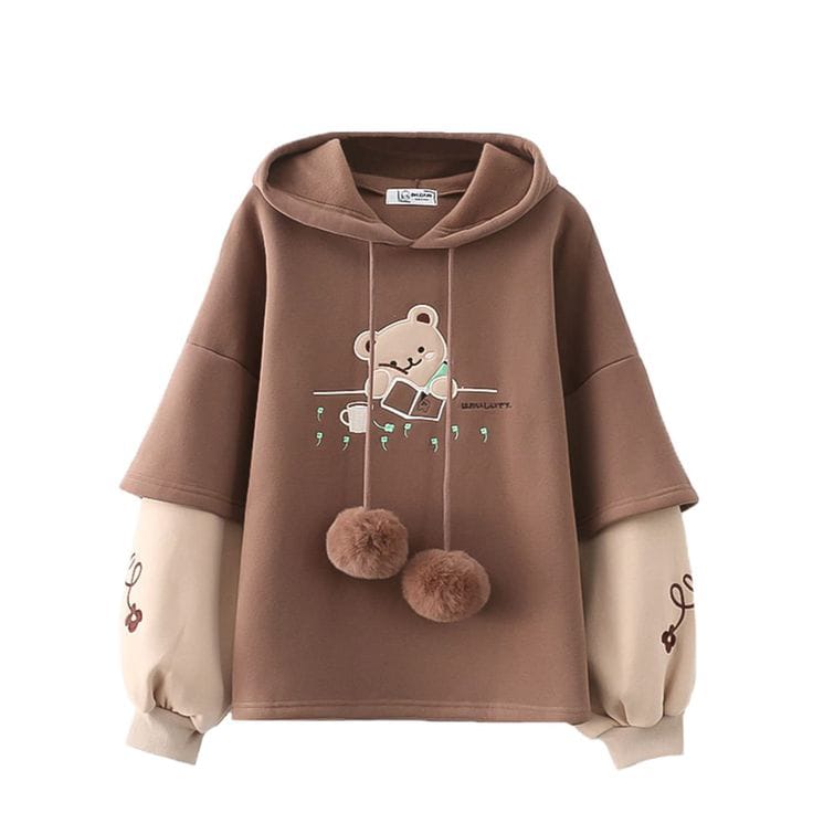 Kids' Layered Look Hoodie with Bear Print Kids' Layered Look Hoodie with Bear Print