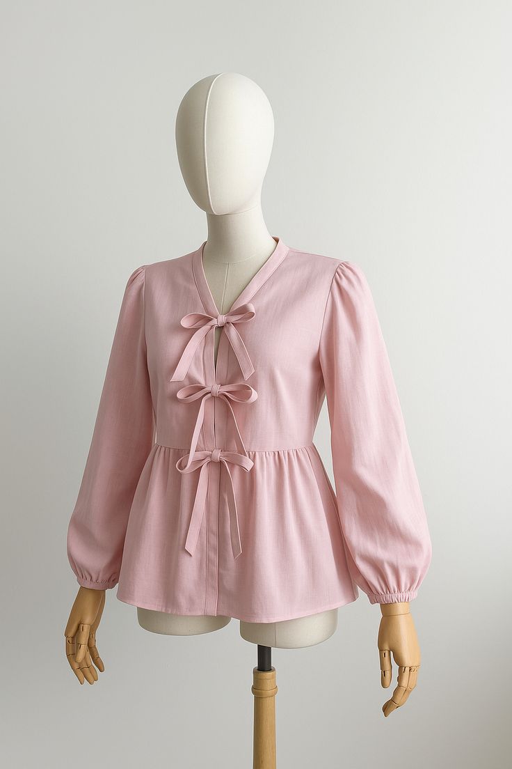 Women's Bow-Front Peplum Blouse Women's Bow-Front Peplum Blouse