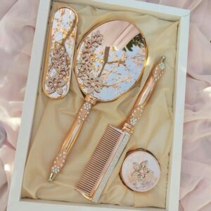 4-Piece Rose Gold Vanity Set with Crystal Embellishments