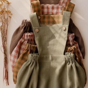 Unisex Linen Suspender Romper for Infants