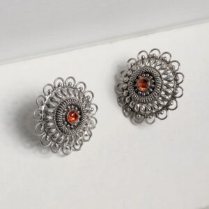Oxidized Silver Filigree Stud Earrings